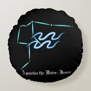 Zodiac Constellation Aquarius Round Pillow