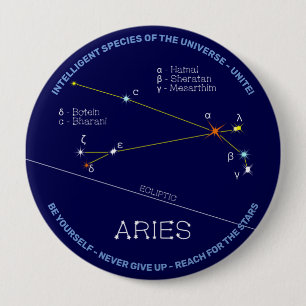 Zodiac Constellation Aries 4 Inch Round Button
