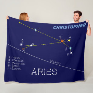 Zodiac Constellation Aries Fleece Blanket