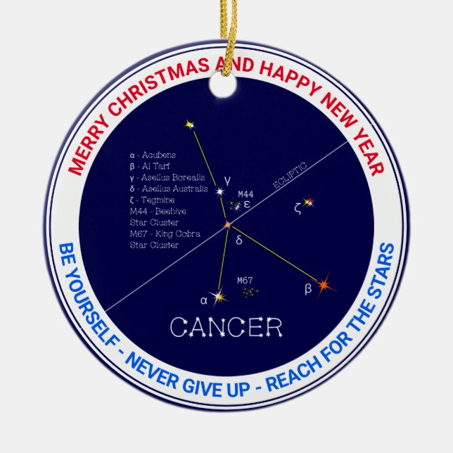 Zodiac Constellation Cancer Ceramic Ornament (Front)