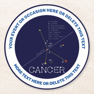 Zodiac Constellation Cancer Round Paper Coaster