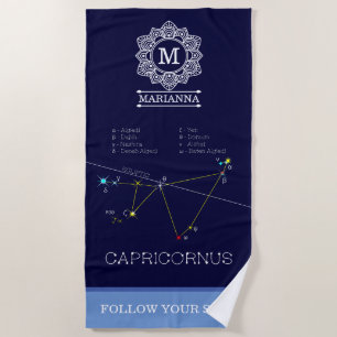 Zodiac Constellation Capricornus Beach Towel