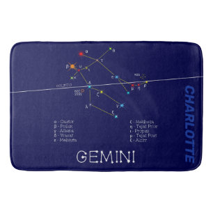 Zodiac Constellation Gemini Bath Mat