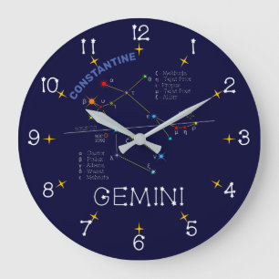 Zodiac Constellation Gemini Large Clock