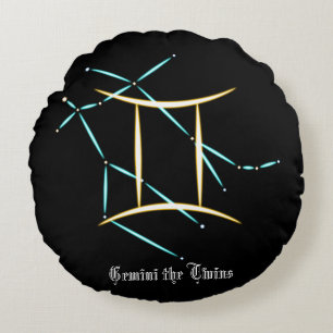 Zodiac Constellation Gemini Round Pillow