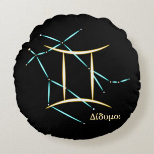 Zodiac Constellation Gemini Round Pillow