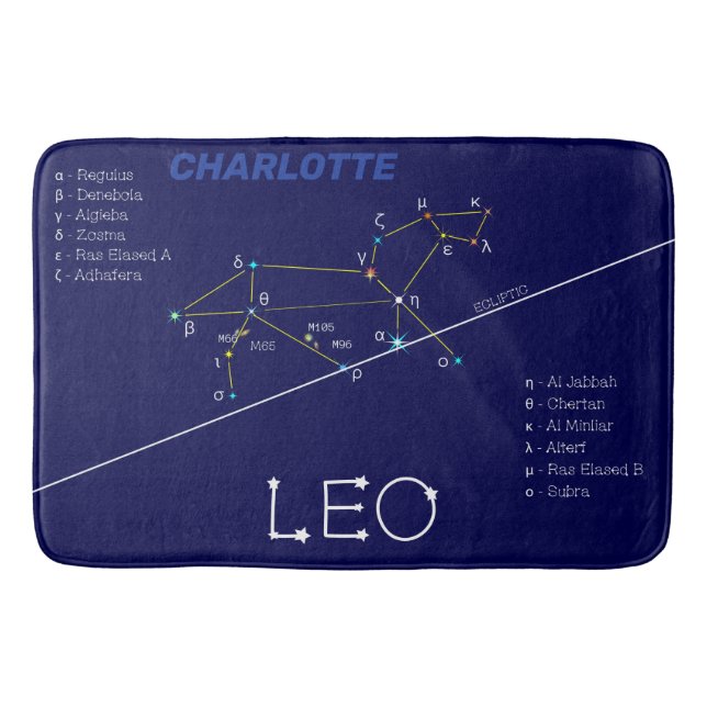 Zodiac Constellation Leo Bath Mat (Front)
