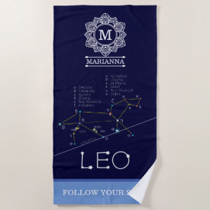 Zodiac Constellation Leo Beach Towel