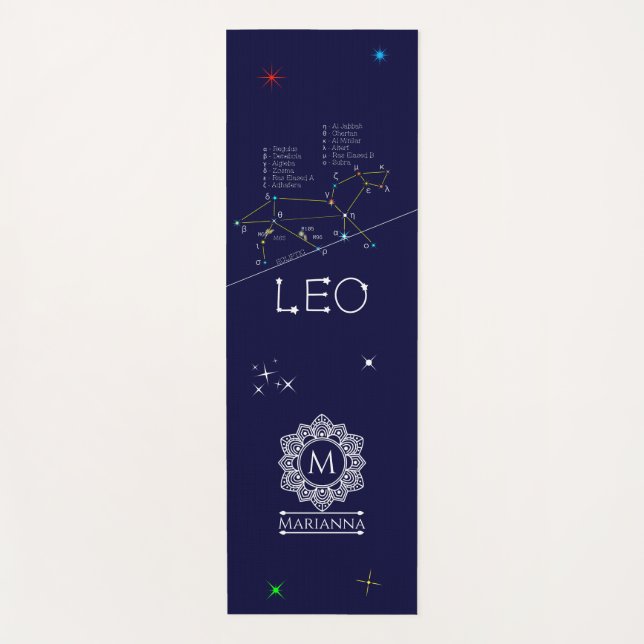 Zodiac Constellation Leo Yoga Mat (Front)