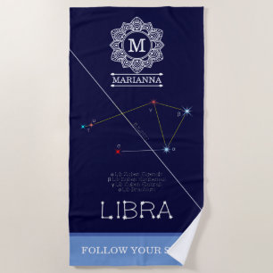 Zodiac Constellation Libra Beach Towel