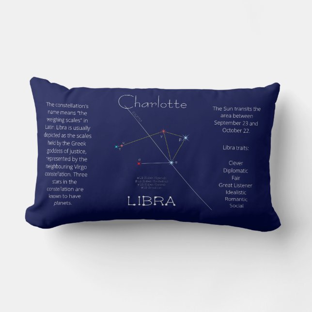 Zodiac Constellation Libra Funny Unique Lumbar Pillow (Front)