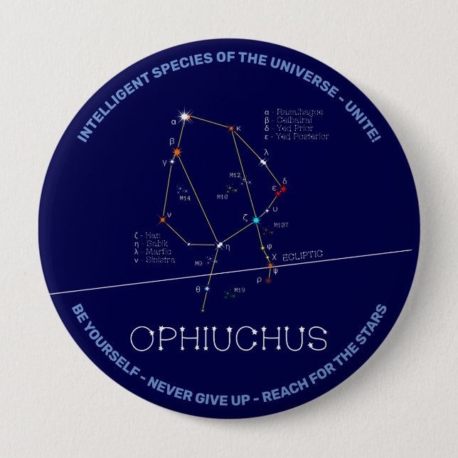 Zodiac Constellation Ophiuchus 4 Inch Round Button (Front)