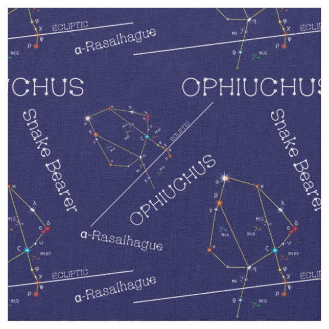 Zodiac Constellation Ophiuchus Fabric (Close Up)