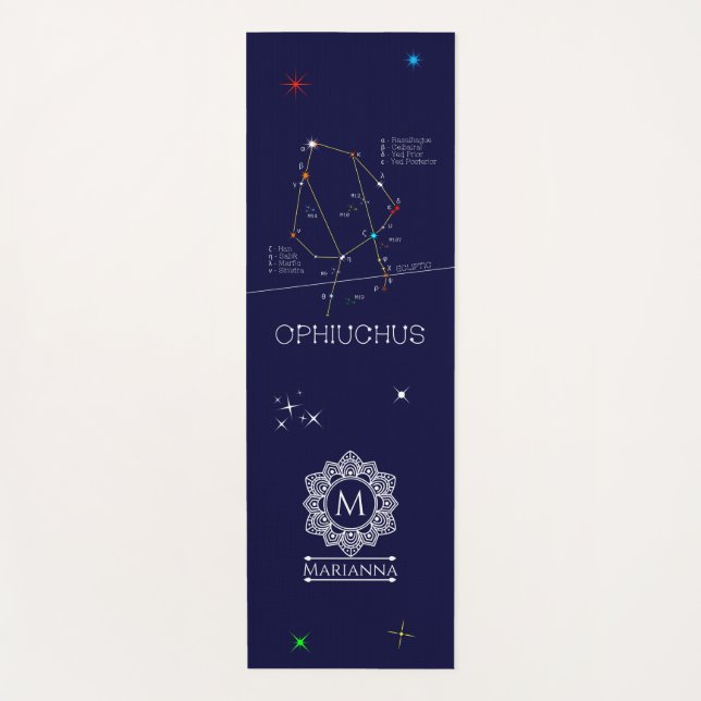 Zodiac Constellation Ophiuchus Yoga Mat (Front)