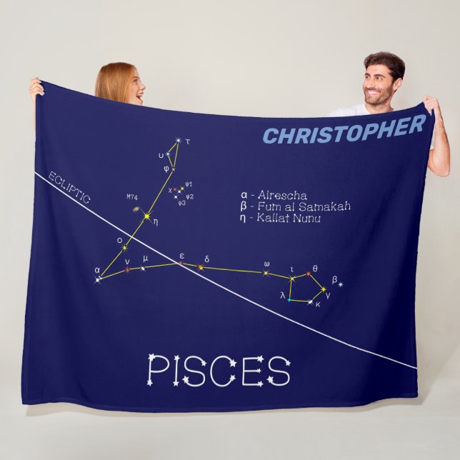 Zodiac Constellation Pisces Fleece Blanket (In Situ)