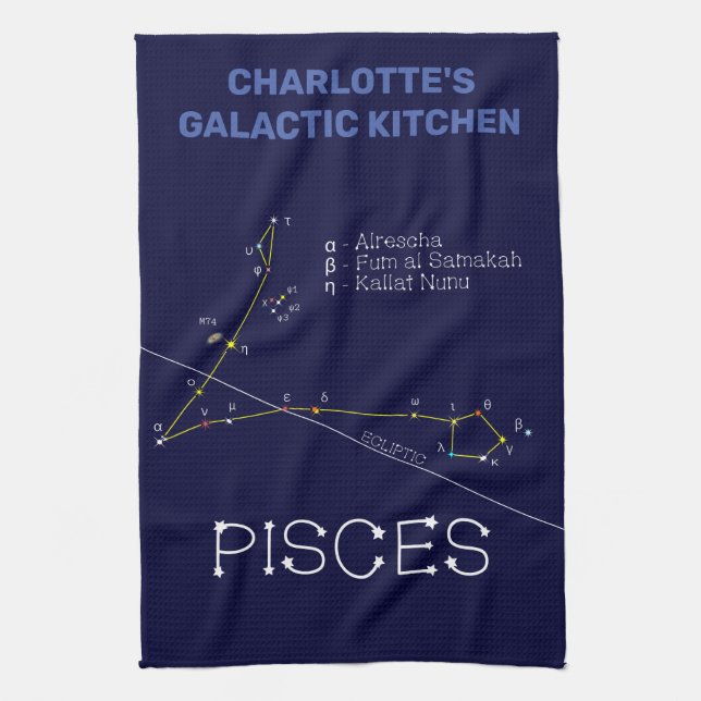 Zodiac Constellation Pisces Kitchen Towel (Vertical)
