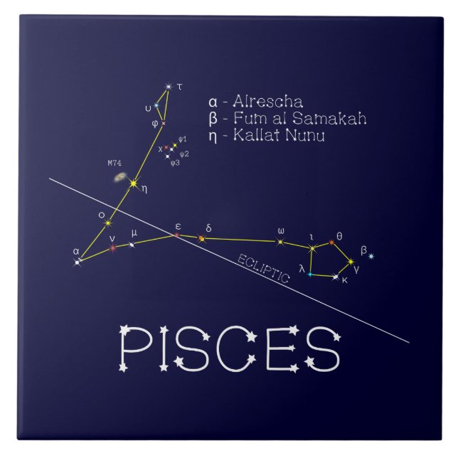 Zodiac Constellation Pisces Tile (Front)