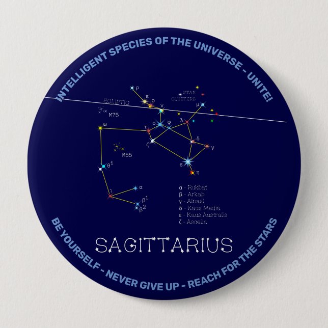 Zodiac Constellation Sagittarius 4 Inch Round Button (Front)