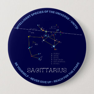 Zodiac Constellation Sagittarius 4 Inch Round Button