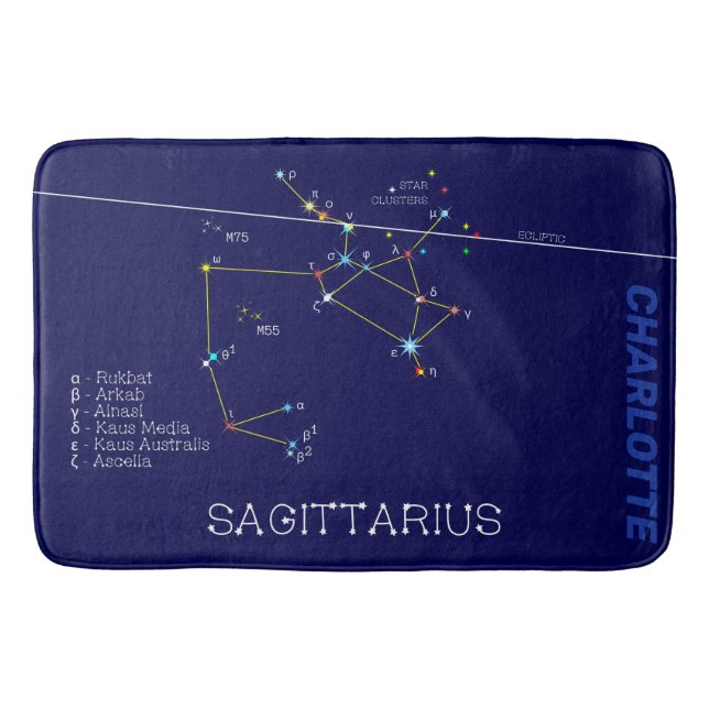 Zodiac Constellation Sagittarius Bath Mat (Front)