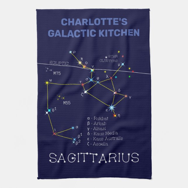 Zodiac Constellation Sagittarius Kitchen Towel (Vertical)