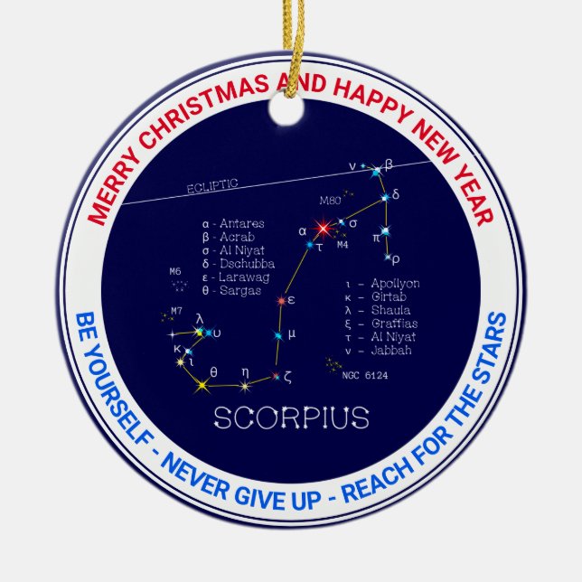 Zodiac Constellation Scorpius Ceramic Ornament (Front)