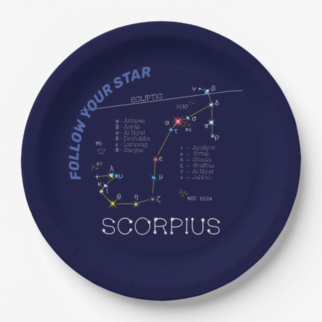 Zodiac Constellation Scorpius Paper Plate (Front)