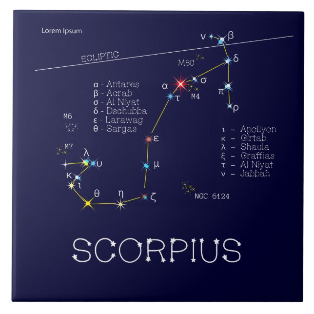 Zodiac Constellation Scorpius Tile (Front)