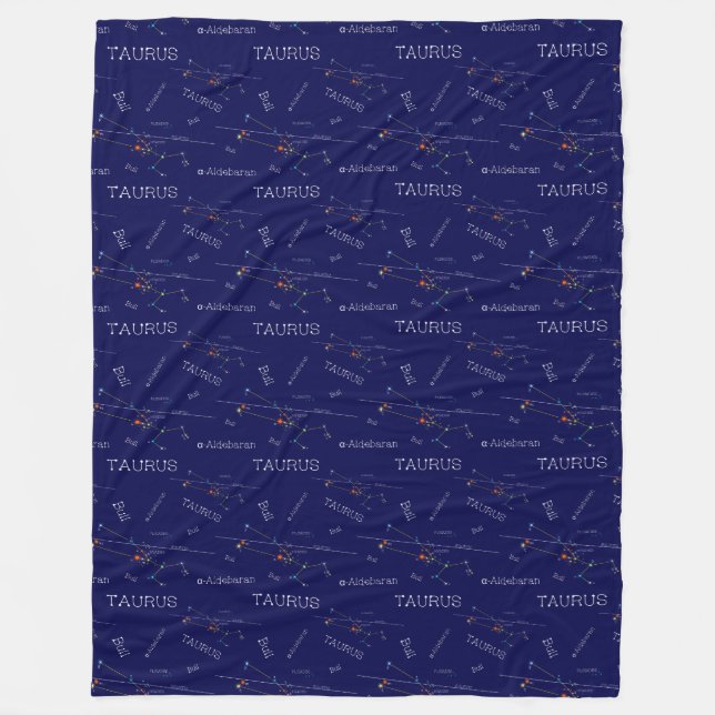 Zodiac Constellation Taurus Fleece Blanket (Front)
