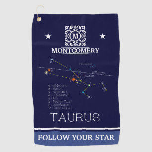 Zodiac Constellation Taurus Golf Towel