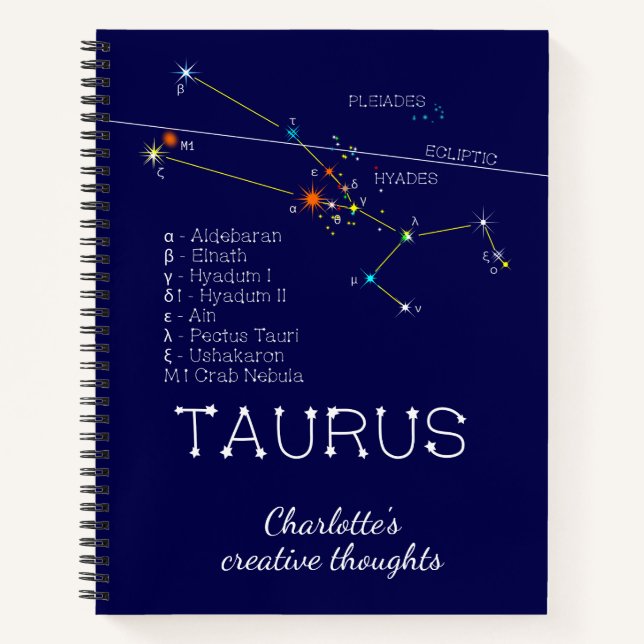 Zodiac Constellation Taurus Notebook (Front)