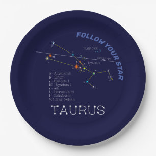 Zodiac Constellation Taurus Paper Plate