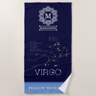 Zodiac Constellation Virgo Beach Towel