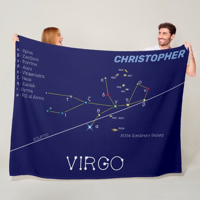 Zodiac Constellation Virgo Fleece Blanket (In Situ)