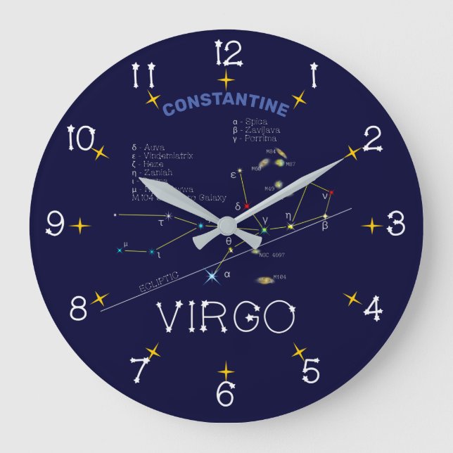 Zodiac Constellation Virgo Large Clock (Front)
