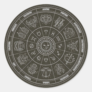 Zodiac Constellation Wheel Classic Round Sticker