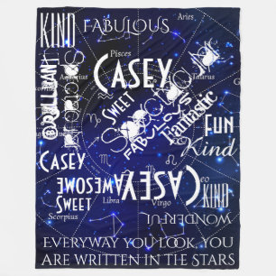 Zodiac Constellations Personalize Name and Words Fleece Blanket