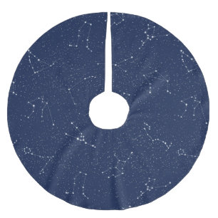 Zodiac Constellations with a Dark Blue Starry Sky Brushed Polyester Tree Skirt