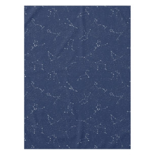 Zodiac Constellations with a Dark Blue Starry Sky Tablecloth