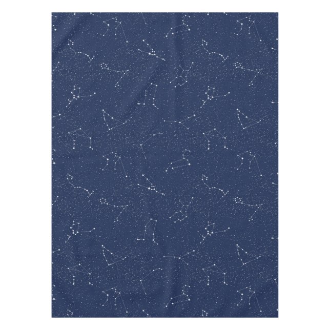 Zodiac Constellations with a Dark Blue Starry Sky Tablecloth (Front)