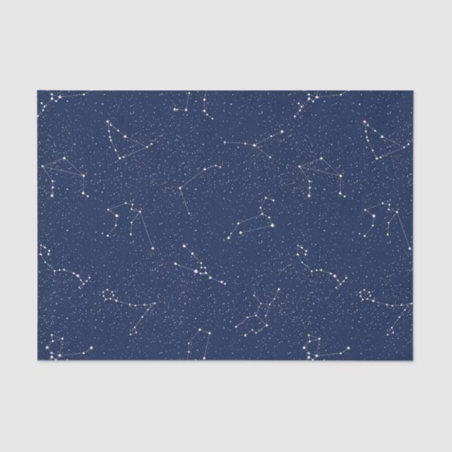 Zodiac Constellations with a Dark Blue Starry Sky Tissue Paper (Front)