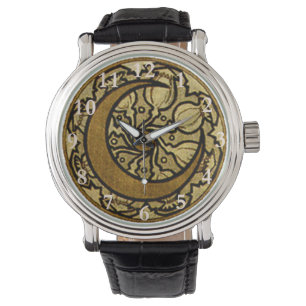 Zodiac Crescent Moon Mucha  Watch
