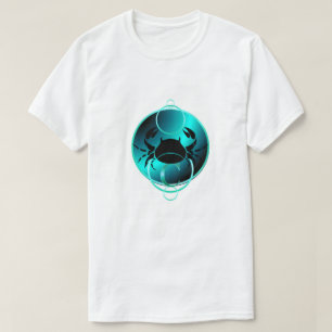 Zodiac Design Metallic  Blue Cancer T-Shirt
