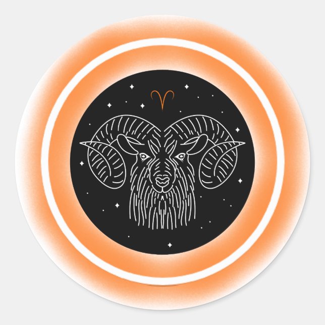 Zodiac Fire Element Aries Classic Round Sticker (Front)