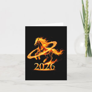 Zodiac fire gold year of the horse 2026 lunar new card
