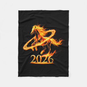 Zodiac fire gold year of the horse 2026 lunar new fleece blanket