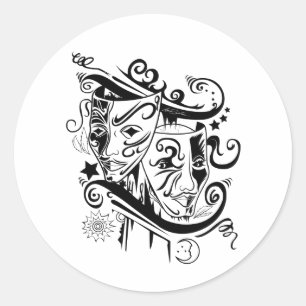 Zodiac - Gemini -  Black & White  Classic Round Sticker