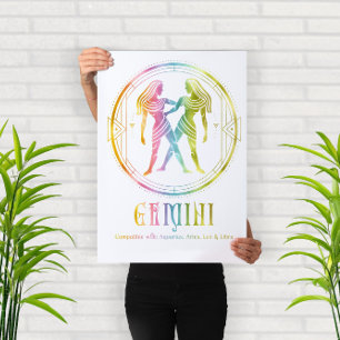 Zodiac Gemini Compatibility Design Poster