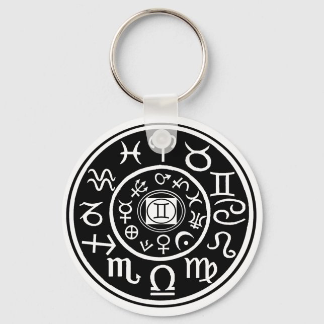 Zodiac - Gemini Constellation & Planetary Design Keychain (Front)