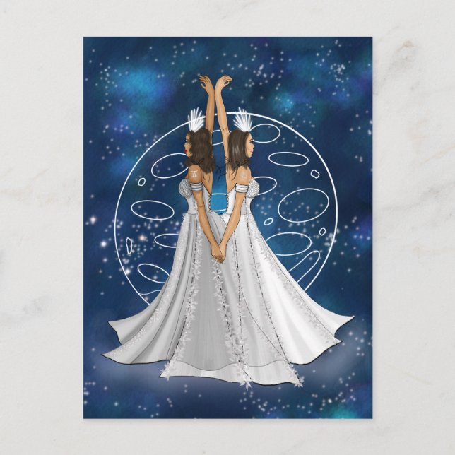 Zodiac Gemini Goddess With Planet Mercury  Postcard (Front)